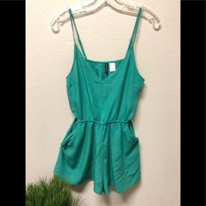 H&M Divided Kelly green romper with pockets!